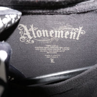 Vintage Y2K Atonement brand cross graphic grunge skull logo - Black