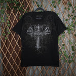 Vintage Y2K Atonement brand cross graphic grunge skull logo - Black