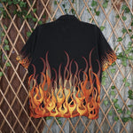 Large - Vintage Y2K Silver Point grunge flame button aop - Black - L