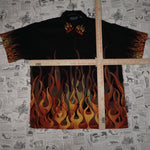 Large - Vintage Y2K Silver Point grunge flame button aop - Black - L