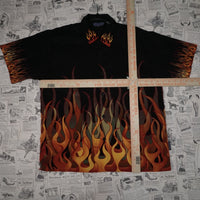 Large - Vintage Y2K Silver Point grunge flame button aop - Black - L