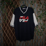 large - Vintage Y2K Fila embroidered jersey two tone soccer - Blue - L