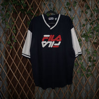 large - Vintage Y2K Fila embroidered jersey two tone soccer - Blue - L