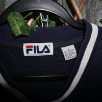 large - Vintage Y2K Fila embroidered jersey two tone soccer - Blue - L