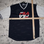 large - Vintage Y2K Fila embroidered jersey two tone soccer - Blue - L