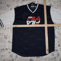 large - Vintage Y2K Fila embroidered jersey two tone soccer - Blue - L