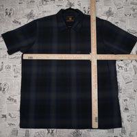 medium - Vintage Y2K Fb County plaid quarter zip polo shirt - Blue - M