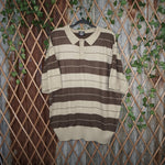2XL - Vintage Y2K Lowrider charlie brown striped polo boxy - Beige - XXL