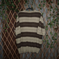 2XL - Vintage Y2K Lowrider charlie brown striped polo boxy - Beige - XXL