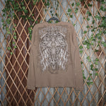 large - Vintage Y2K Mma Elite waffle net ribbed thermal long - Brown - L