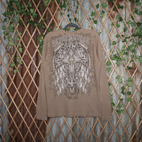 large - Vintage Y2K Mma Elite waffle net ribbed thermal long - Brown - L