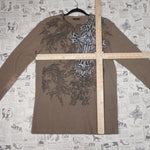 large - Vintage Y2K Mma Elite waffle net ribbed thermal long - Brown - L