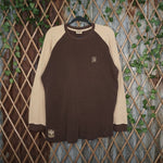 XL - Vintage Y2K Brooklyn Express ribbed waffle net thermal - Brown - XL