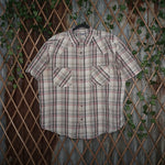 XL - Vintage Y2K Anchor Blue plaid button western - White - XL