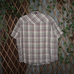 XL - Vintage Y2K Anchor Blue plaid button western - White - XL