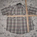 XL - Vintage Y2K Anchor Blue plaid button western - White - XL