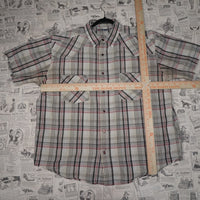 XL - Vintage Y2K Anchor Blue plaid button western - White - XL