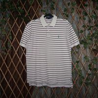 large - Vintage Y2K Polo Ralph Lauren stripe embroidered - White - L