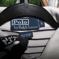 large - Vintage Y2K Polo Ralph Lauren stripe embroidered - White - L