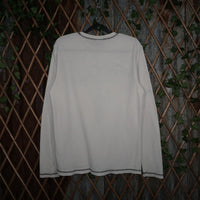 large - Vintage Y2K No Boundaries ribbed waffle net thermal - White - L