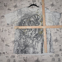 large - Vintage Y2K Anvil grunge dragon aop japanese white - L