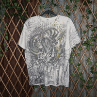 large - Vintage Y2K Anvil grunge dragon aop japanese white - L