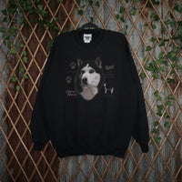 XL - Vintage Y2K Lee siberian husky animal nature wildlife - Black - XL