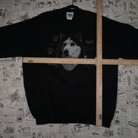 XL - Vintage Y2K Lee siberian husky animal nature wildlife - Black - XL