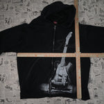 XL - Vintage Y2K Fender big graphic aop guitar hoodie 2000s - Black - XL