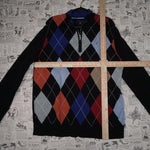 XXL - Vintage Y2K Tommy Hilfiger argyle pat pattern quarter - Black - XXL