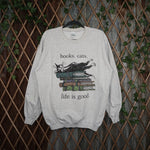 medium - Vintage Y2K American Vintage books cats life good - Gray - M