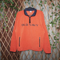 large - Vintage Y2K Russell Athletic old navy quarter zip - Orange - L