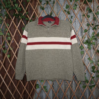 medium - Vintage Y2K Gap horizontal stripe knit quarter zip - Beige - M