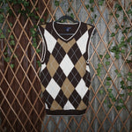 14/16 - Vintage Y2K Basic Editions argyle sweater vest 2000s - Brown - 14