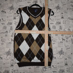 14/16 - Vintage Y2K Basic Editions argyle sweater vest 2000s - Brown - 14