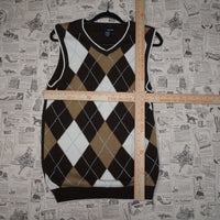 14/16 - Vintage Y2K Basic Editions argyle sweater vest 2000s - Brown - 14