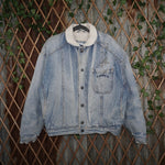 L - Vintage Y2K Camel denim trucker jacket sherpa lined - Blue - L