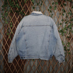 L - Vintage Y2K Camel denim trucker jacket sherpa lined - Blue - L