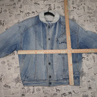 L - Vintage Y2K Camel denim trucker jacket sherpa lined - Blue - L