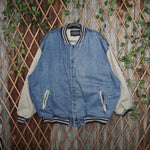 XL - Vintage Y2K Cambridge Classics denim bomber jacket - White - XL