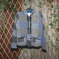 L - Vintage Y2K Hurley plaid zip button 2000s - Blue - L
