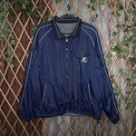 large - Vintage Y2K Starter embroider piping reversible - Blue - L