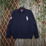 XL - Vintage Y2K Polo Ralph Lauren knit sweater quarter zip - Blue - XL