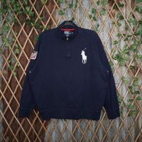XL - Vintage Y2K Polo Ralph Lauren knit sweater quarter zip - Blue - XL