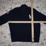 XL - Vintage Y2K Polo Ralph Lauren knit sweater quarter zip - Blue - XL