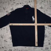 XL - Vintage Y2K Polo Ralph Lauren knit sweater quarter zip - Blue - XL