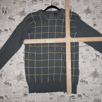 small - Vintage Y2K Anchor Blue stripe grid pattern knitted - Gray - S