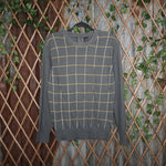 small - Vintage Y2K Anchor Blue stripe grid pattern knitted - Gray - S