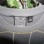 small - Vintage Y2K Anchor Blue stripe grid pattern knitted - Gray - S