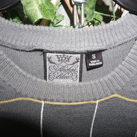 small - Vintage Y2K Anchor Blue stripe grid pattern knitted - Gray - S